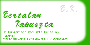 bertalan kapuszta business card